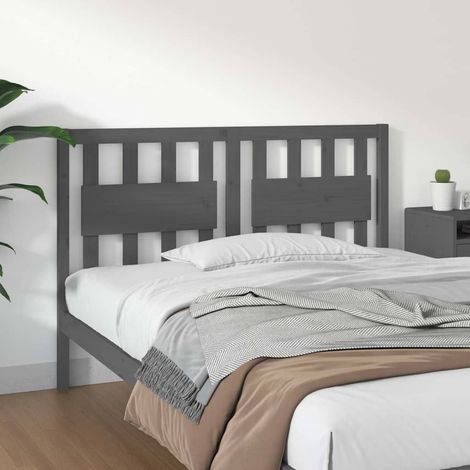 vidaXL Cabecero de cama madera maciza de pino gris 125,5x4x100 cm (1/5)