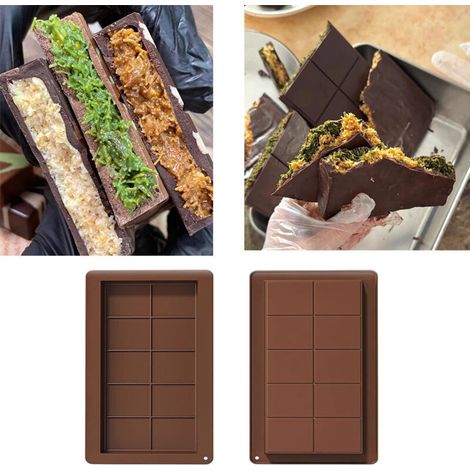 2 moules en silicone pour chocolats artisanaux, marron (1/5)