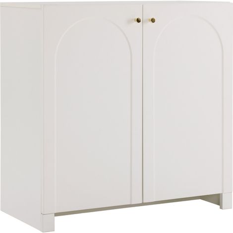 Weiße Kommode mit 2 Türen 80 x 40 x 80 cm aus Spanplatte mit Kippschutz (1/5)