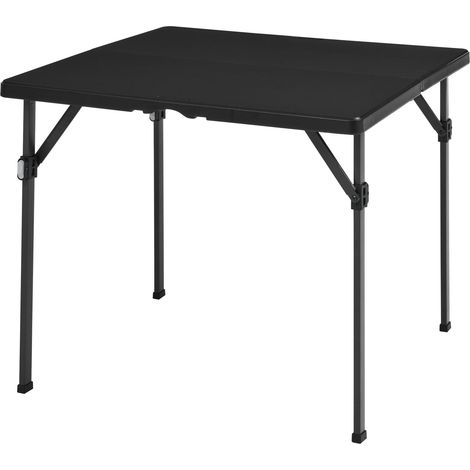 Table à manger pliante carrée avec poignée de transport, pour intérieur et extérieur, portable, légère, voyage, pique-nique, camping, noir, 86.1 x 86.1 x 74 cm (1/5)