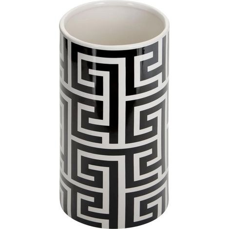 Vase en Dolomite "The Palm Resort" 26cm Noir & Blanc (1/2)