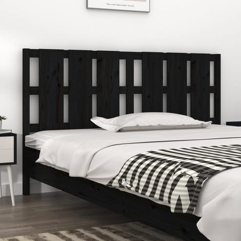 Tête de lit Contemporain Pour Lit adulte Noir 185,5x4x100 cm Bois massif de pin 88770 (1/5)