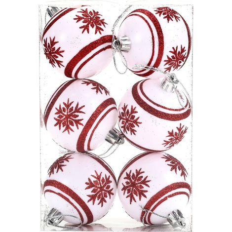 Ornement De Sapin De Noël - Boule Décorative Incassable 6 cm - Pour Décoration Intérieure Et Extérieure - Lot De 6 (1/5)