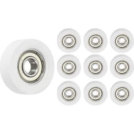 Poulie Ronde En Nylon, 10x38x12mm Roulement À Billes Poulie De Guidage Galet Roue Ronde Double Blindage Métallique Roulements En Acier Chromé, Ton Blanc Argenté (1/5)