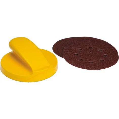 Schleifklemme D125mm + 5 Sortierte Schleifscheiben Selbstklebend