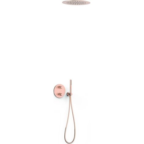 Kit robinet thermostatique encastré 2 voies pour douche Therm-box Or Rose Mat 24K - TRES 28135005OPM