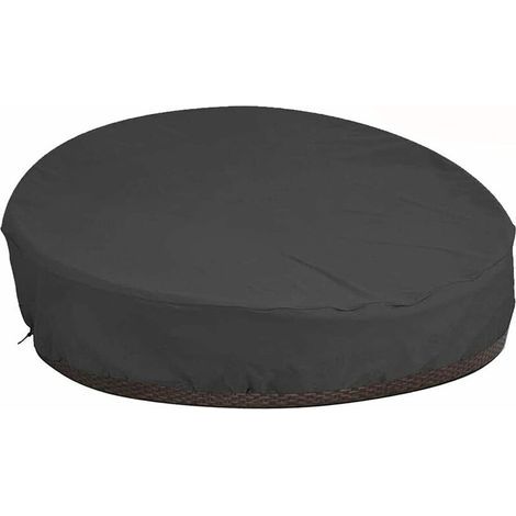 Housse de Protection Canapé-lit Rond Jardin Imperméable, Couverture de Lit de Jardin Rond Salon Exterieur Oxford 210D,Anti-UV et Coupe-Vent (210D Noir) (1/5)