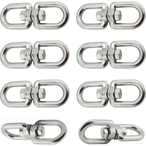 6 pièces Crochet Pivotant M6 Double Extrémité Anneaux Pivotants en Acier Inoxydable 304 Suspendue Crochet Pivotant pour Balançoires Fauteuils Suspendus Sacs de Sable Cordes Chaînes (1/4)
