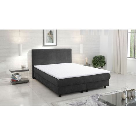 Boxspringbett Boxbett Glenn 2 Hotelbett 140x200 Bett Topper Cordstoff Graphite (1/4)