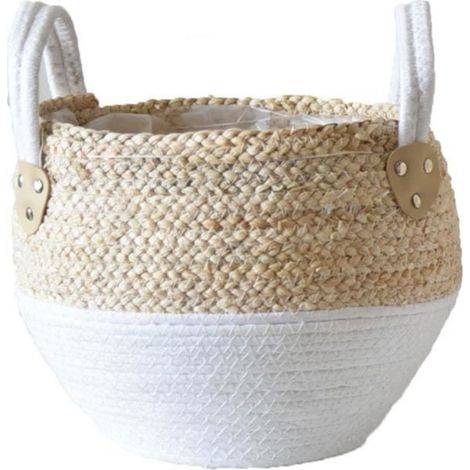 Paille Pot de fleurs Seagrasss Paniers pique-nique Cache-pot en rotin Tote ventre panier d'épicerie S (1/4)