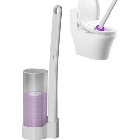 Kit Balai De Toilettes Système De Nettoyage À Tête De Rechange Rapide Manche Brosse À Main Nettoyante Pour Éviers, Baignoires, Lavabos, Bacs Lavage, Et Accessoires Nettoyage (1/5)