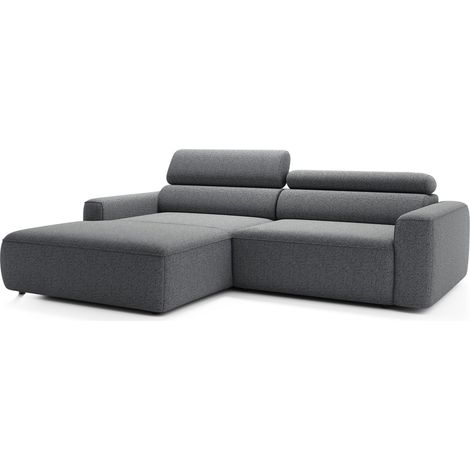 Selsey Fando - Canapé d'angle - 252 cm - tissu tressé Gris - côté gauche (1/5)
