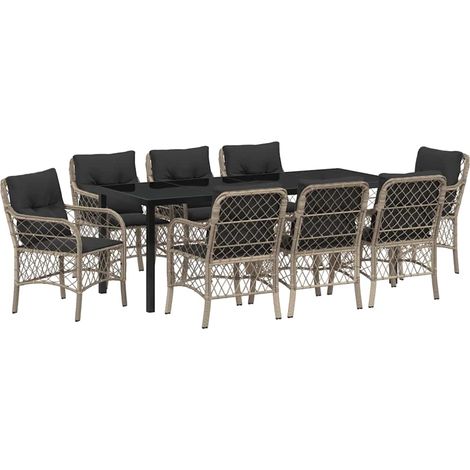 Maison Exclusive - Set da Pranzo per Giardino 9 pcs Grigio chiaro polyrattan