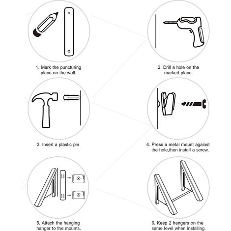 Étendoir à linge pliable double barre horizontale noire de 80 cm - sans perçage