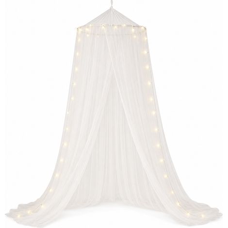 Moustiquaire Baldaquin avec Lumière pour Lit 180 200 Blanc (1/5)