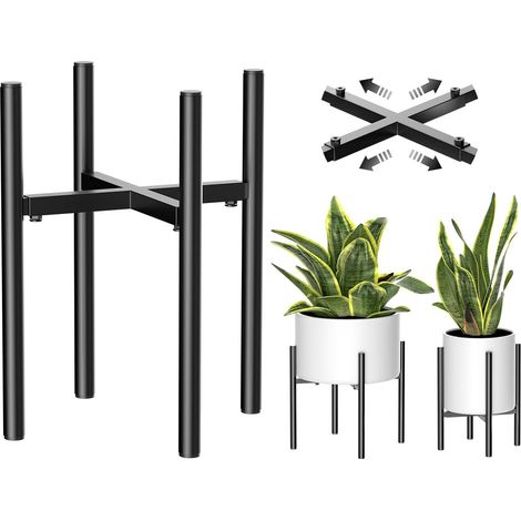 Support Plantes Interieur, Réglable, Noir Porte Métal, Universel Support pour plantes,adapté aux pots de fleurs 20 à 30 cm (1/3)