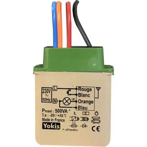 Micromodulo telecomando dimmer temporizzabile da incasso Radio Power 500 W - URMET YOKIS - MTV500ERP (1/2)