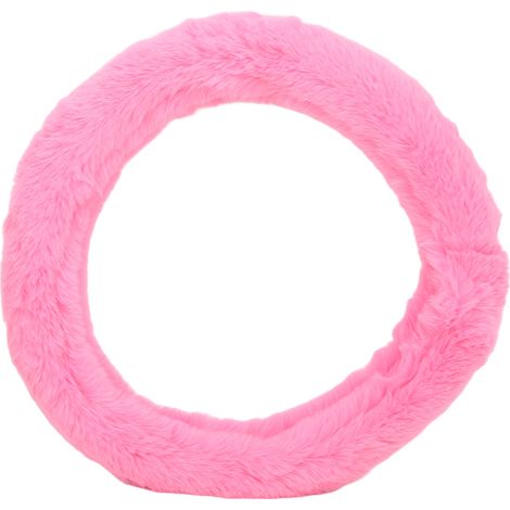 Volant Voiture Universel 15 Pouces Housse en Fausse Laine Rose Chaud Protection Intérieur Accessoire Auto Hiver Anti-Glisse Confort (1/5)