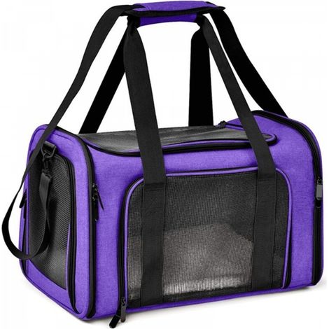 Sac pour animaux de compagnie violet extra large 50 cm x 34 cm x 34 cm 1 sac de transport pliable pour chat et chien (1/5)
