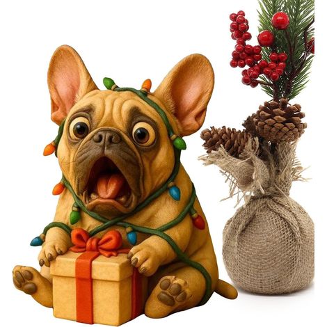Petites Figurines De Noël Décorations De Maison Petit Chien Mignon,Sculptur (1/5)