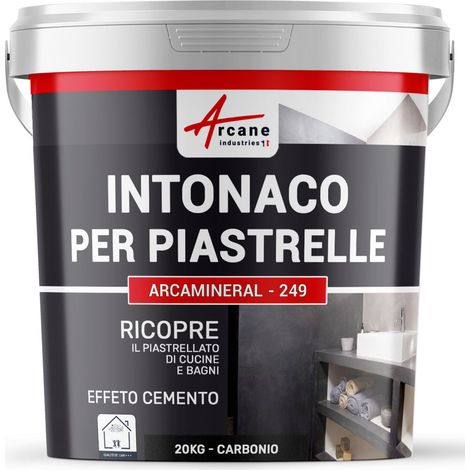 Intonaco per piastrelle del bagno e cucina, su pavimento e pareti - ARCAMINERAL - 20 kg (circa 13 m²) Carbonio - ARCANE INDUSTRIES