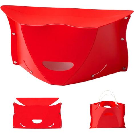 Repose-pieds portable et pliable pour les voyages - Conception légère et compacte - Parfait pour les longs vols, le camping et une utilisation à domicile (Rouge, Grand) (1/3)