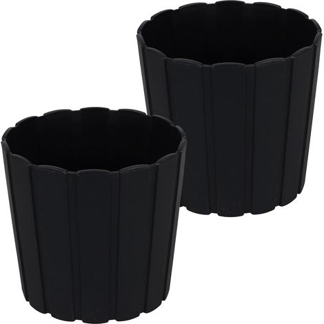 Vaso in plastica per fiori ed erbe aromatiche da balcone o terrazzo, antracite, 15 cm, 2 pezzi.