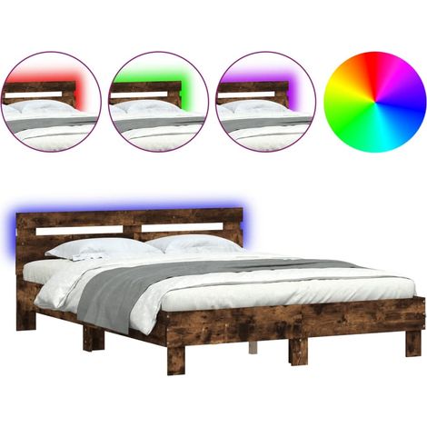 Maison Exclusive - Estructura de cama cabecero y luces LED roble