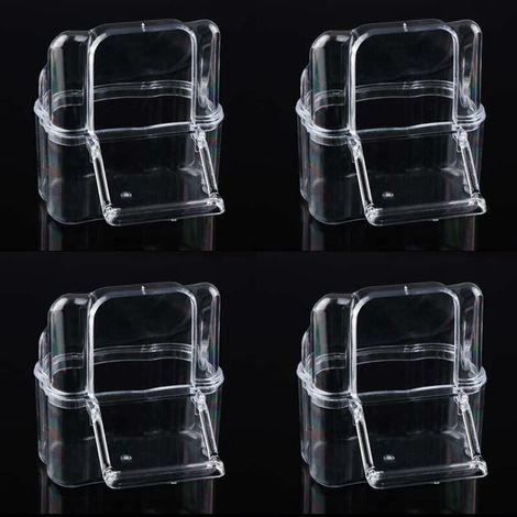 Lot de 4 mangeoires pour cage à oiseaux, gobelets en plastique acrylique, bols anti-éclaboussures, boîte d'alimentation pour l'eau (pour cages à oiseaux avec porte à ressort) (1/5)