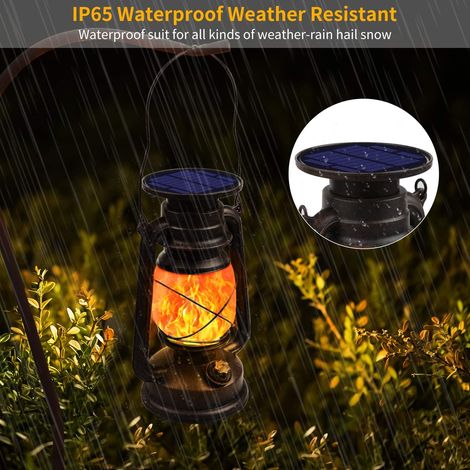 Lampes solaires de cheval rétro 2pcs lampes solaires de jardin extérieur IP65 lampes LED rétro avec effet de flamme à intensité variable lampes de camping pour jardin, porche, cour, cour, chemin, pays (1/4)