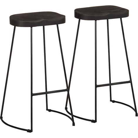 Barhocker 2 Stk. Schwarz 45x40x78 cm Mango Massivholz