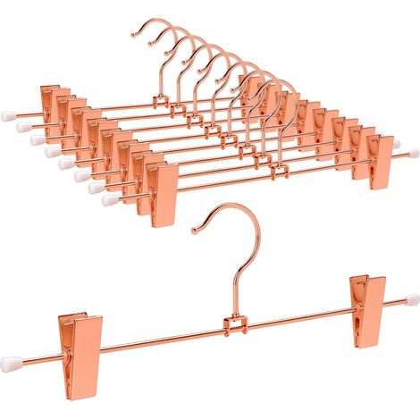Set mit 10 Kleiderbügeln aus Eisen in Rot, Roségold und Kupfer, 35 cm, für Hosen, Röcke, Socken und Unterwäsche rutschfeste Kleiderbügel mit Clips (1/5)
