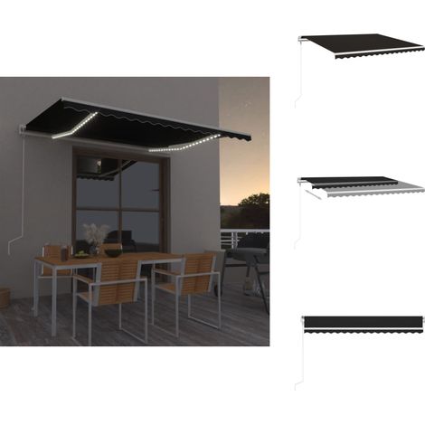 Automatische Markise mit LED & Windsensor 450x350 cm Anthrazit - Gelenkarm Markise - Outdoor Markise - Elektrische Markise - Wind Sensor - LED Beleuchtung (1/5)