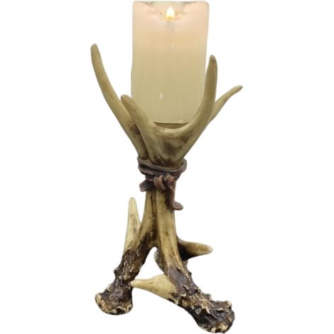 Portacandele in corna di cervo, portacandele rustici in resina decorati con corna di cervo, perfetti per la decorazione di interni, originali centrotavola per matrimoni, tavoli da pranzo e soggiorni.