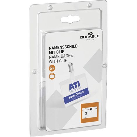 Durable 861219 Porte-badge (l x H) 90 mm x 60 mm clip 5 pc(s) (1/3)