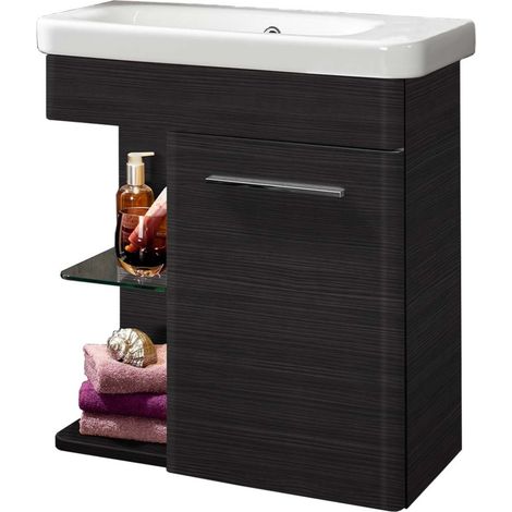 Lanzet Gäste WC Set 2-tlg K8 60 cm Badschrank in Schwarz Möbel"-"06346145 (1/5)