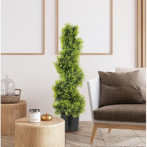 Plante artificielle cyprès spiral 90 cm en plastique vert HAVRYA (1/5)