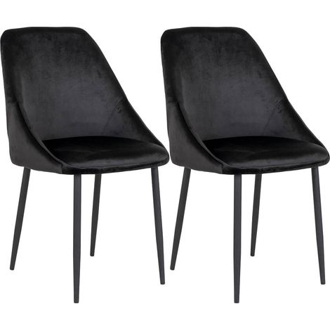 TINTO - Lot de 2 Chaises Velours Noir et Pieds Acier (1/5)