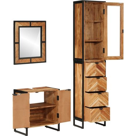 Maison Exclusive - Ensemble de meubles salle de bain 3 pcs fer et bois d'acacia (1/5)