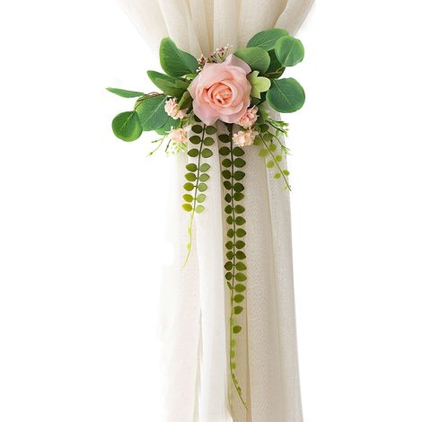 Embrasses de rideaux, Rose rose, Embrasses décoratives florales, Rideaux légers et luxueux (1/3)