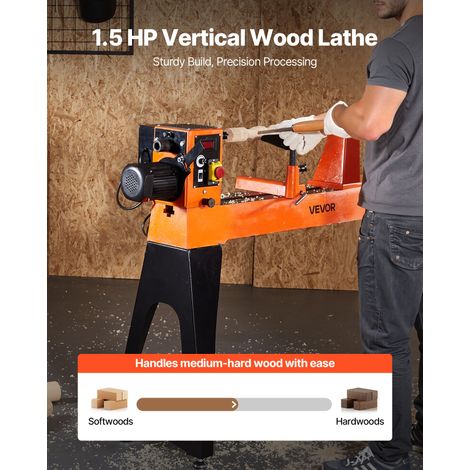 Tour à Bois Électrique, 40,6 x 102 cm, 1100 W, avec Pieds Verticaux, Vitesse Variable 150-3200 tr/min, Moteur CC sans Balais, Corps… (1/5)