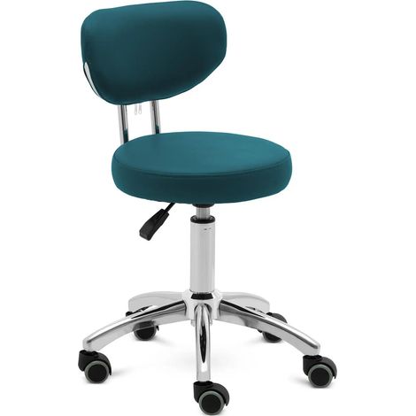 Sgabello con ruote e schienale 150 kg turchese alluminio PVC schiuma sintetica turchese 140010100