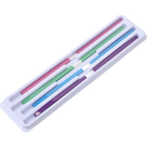 60 bandes abrasives dentaires, 4 couleurs, pour le nettoyage et l'hygiène bucco-dentaire. Bandes de polissage dentaire double face pour cabinet dentaire. (1/5)