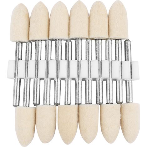 Tête de polissage en laine conique 06 3mm x 10mm pour meuleuse, lot de 12 embouts feutre acier finition lisse brillante (1/5)