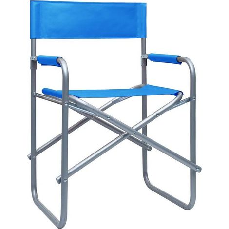 Chaise de jardin pliable bleu et métal gris Acini - Lot de 2 (1/3)