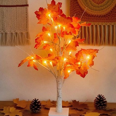 Arbre Lumineux LED, 24LED Lampe pour érable rouge, Lumière d'arbre de Noël alimentée par Batterie USB pour Salon, Maison, Noël, Automne Déco - Blanc Chaud (1/5)
