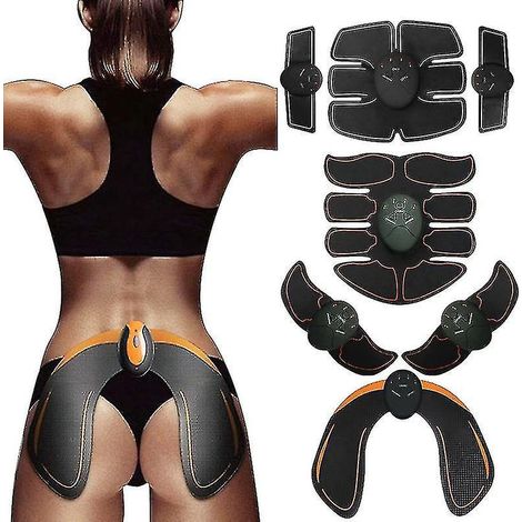 Kabelloser EMS-Muskelstimulator für Bauch- und Rumpfmuskulatur, zur Straffung und Formung des Körpers, Schlankheitspflaster für die Hüften, Unisex – 8er-Pack, 3-in-1-Gerät, 5 Hüftgels