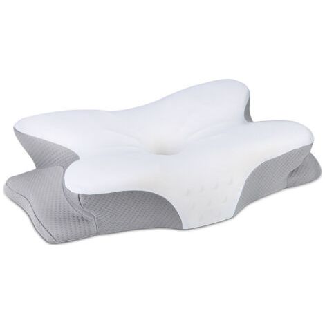 Oreiller cervical papillon, mousse à mémoire de forme ergonomique pour soulager les douleurs cervicales – Gris (1/5)