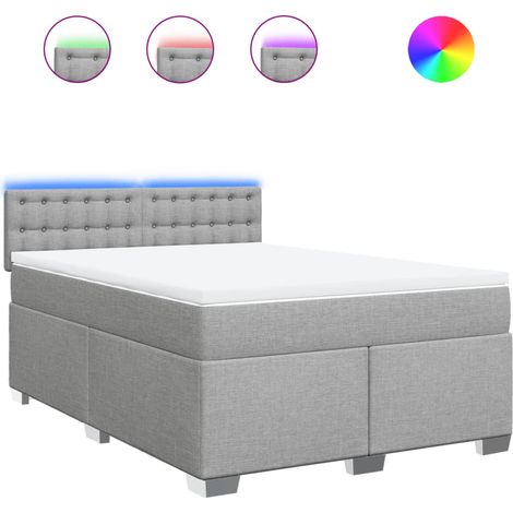 Maison Exclusive - Cama box spring con colchón tela gris claro 16
