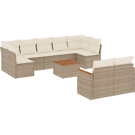 Maison Exclusive - Juego de sofás jardín con cojines beige 10 pza (1/5)